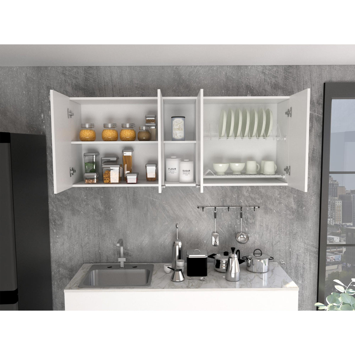 Wall Cabinet Ontario, Double Door, White Finish