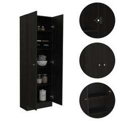 Valhalla Pantry Cabinet, Five Shelves, Double Door Cabinet -Black