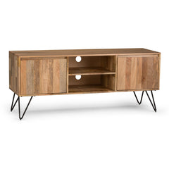 Nova 60 inch Wide Solid Mango Wood TV Stand in Natural For TVs up to 65 inches