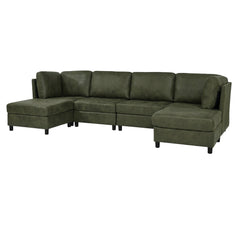 Faux Leather Fabric Upholstered Modular Sectional