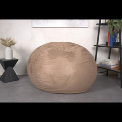 5-Foot Comfortable High-Density Shredded Foam Bean Bag Chair for Kids and Adults, with Removable Microsuede Cover, Ideal Reading and Bedroom Floor Lounge, Tuscany