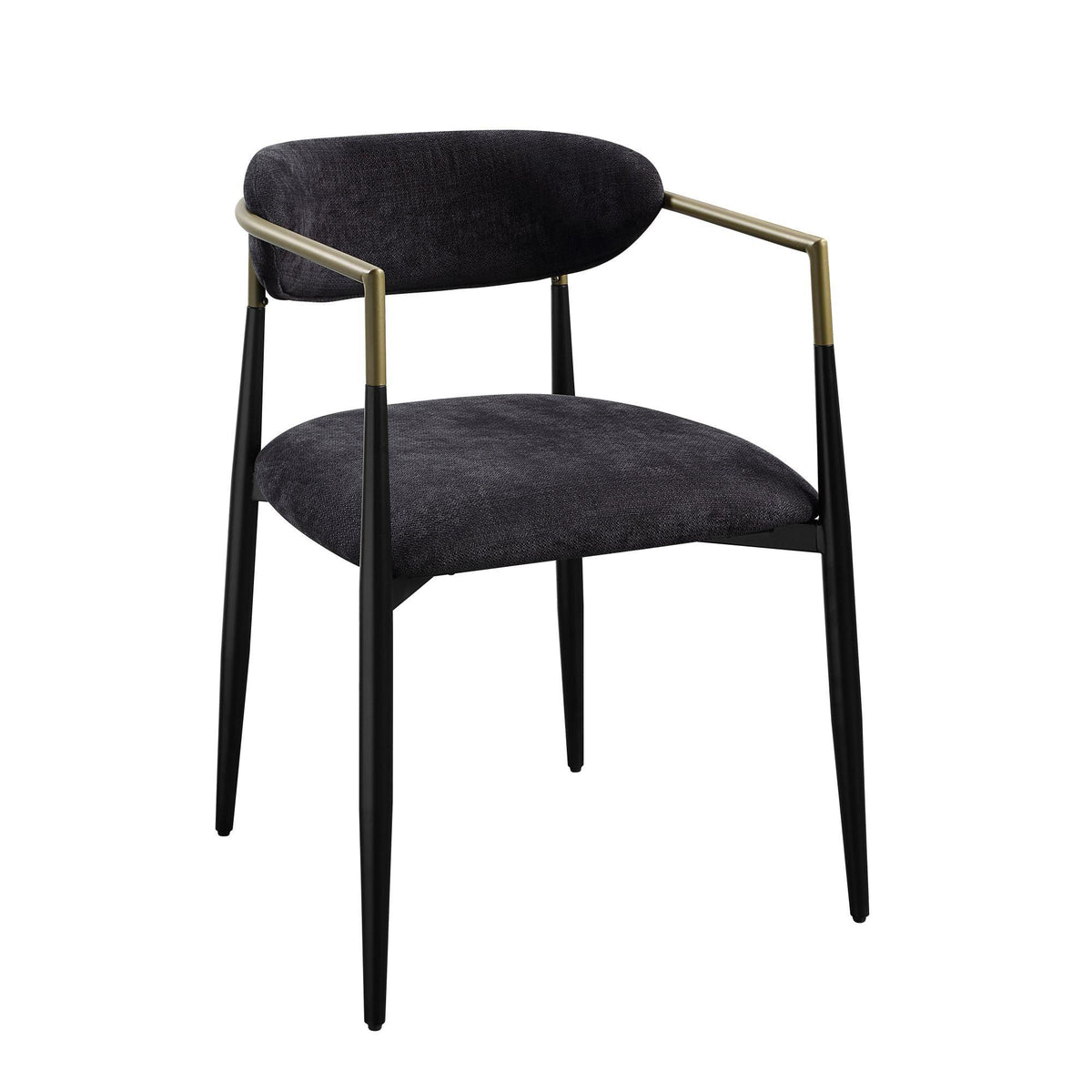 Aphrodite Black Chenille & Black Finish Side Chair (Set of 2)