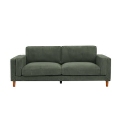 Corduroy Upholstered Square Arm Sofa with Wooden Legs