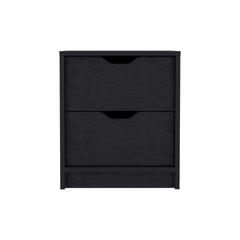 Utopia 2 Drawers Nightstand , End Table, Side Table Pull Out System -Black
