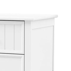Zenith Nightstand 2 Drawers w Round Knobs, White Solid Hardwood, 24 Inch