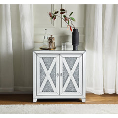 Infinity Mirrored & Faux Diamonds Console Cabinet