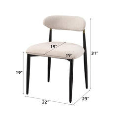 Aphrodite Beige Fabric & Black Finish Side Chair (Set of 2)