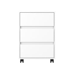 Log 3 Drawer Filing Cabinet, Four Casters, Superior Top -White