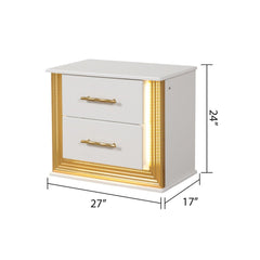 Epimetheus Contemporary Style 2-Drawer Nightstand Made with Wood & Gold Finish