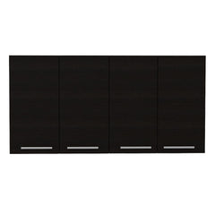 Wall Cabinet 24" H, four Doors, with two internal Shelves and internal plate and glass organizer, Black