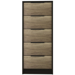 Lyra 5 Drawer Dresser, Vertical Dresser -Black / Pine