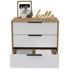 Lyra 3 Drawers Dresser, Superior Top -White / Pine