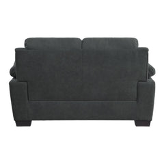 Aeneas 58 Inch Loveseat, Dark Gray Polyester, Foam Cushioned, Solid Wood