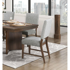 Fable Finish Wood Side Chairs Set of 2, Gray Textured Fabric Upholstered Seat and Back Modern Dining Furniture
