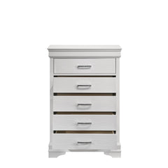 Modern 5 Drawers Chest made with Wood in White