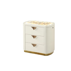Harmony Pierre Modern Style 3-Drawer Night stand Made with Wood and Gold Accents in Beige