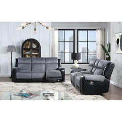 GALAXY GREY/BLACK RECLINING SOFA and LOVESEAT