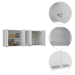 Star 150 Wall Cabinet, Double Door, Two External Shelves, Two Interior Shelves -White