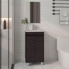 Mirage Mirror Bathroom Cabinet , One Door, Two Shelves, Black