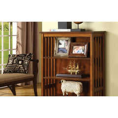 Transitional Media Shelf Five Convenient  Open Shelves, Oak