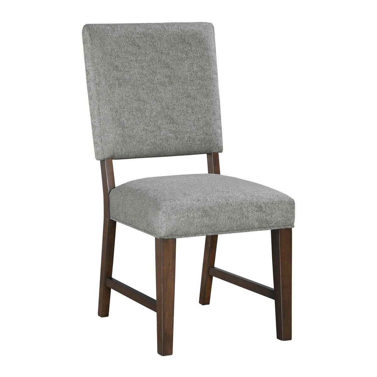 Fable Finish Wood Side Chairs Set of 2, Gray Textured Fabric Upholstered Seat and Back Modern Dining Furniture