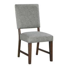 Fable Finish Wood Side Chairs Set of 2, Gray Textured Fabric Upholstered Seat and Back Modern Dining Furniture