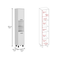 Hephaestus Pantry, Four Legs, Three Interior Shelves, Two Shelves, Two Cabinets -White