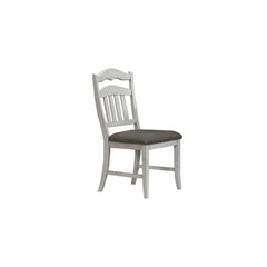 Contemporary Antique White Side Chairs Upholstered Cushion Seat Ladder Back 2pc Dining Chairs