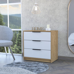 Lyra 3 Drawers Dresser, Superior Top -White / Pine