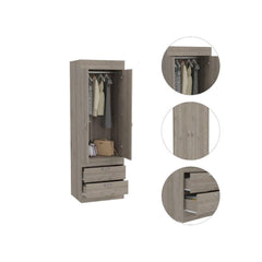 Light Gray 2-Drawer Armoire