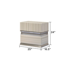 Earth Modern Style 2 Drawer Nightstand made with wood and LED in Gray with clean linear detailing