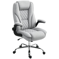 Executive Office Chair, Desk Chair with Flip-up Armrest, Diamond Fabric Computer Chair for Home Office, Gray