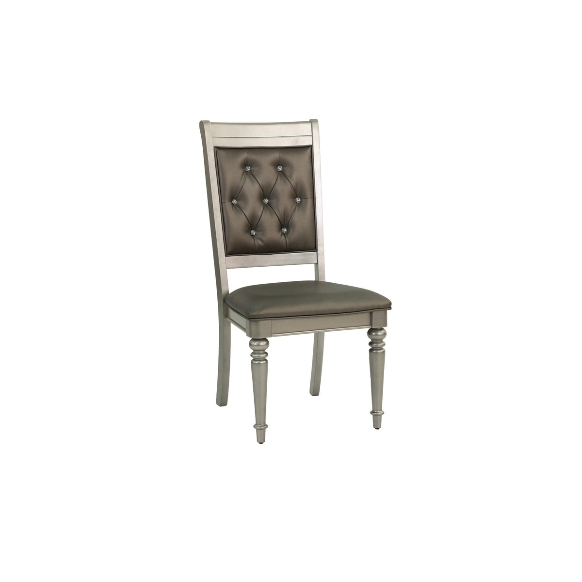 Luxury Silver Accent Tufted Upholstered Chairs Set of 2 Dining Side Chairs