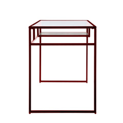 Star Glass Top & Red Finish Writing Desk