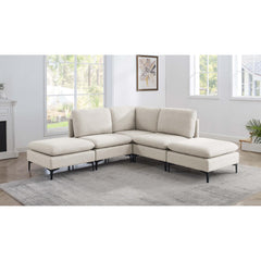 Linen Upholstered Modular Sectional with Metal Legs