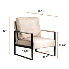 Nirvana Classic Mid Century Modern Accent Chair with Durable Square Metal Frame, Armchair for Living Room, Bedroom, Home Office in Spotted Microfiber Upholstery, Light Camel