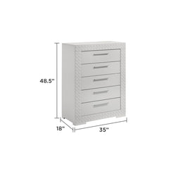Galaxy Modern Style 5-Drawer Chest Made with Wood in White