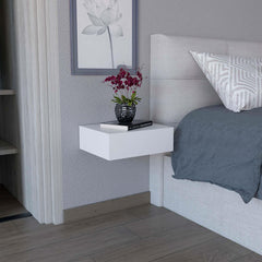 Galaxy Floating Nightstand , End Table, Side Table Wall-Mounted with Drawer -White -Bedroom