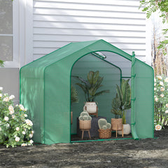 6' x 3' x 5' Portable Walk-in Greenhouse, PE Cover, Steel Frame Garden Hot House, Zipper Door, Top Vent for Flowers, Vegetables, Saplings, Tropical Plants, Green