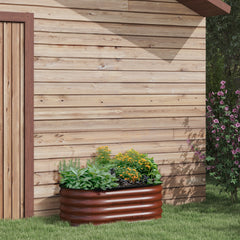 3.4' x 2' x 1.4' Galvanized Raised Garden Bed Kit, Metal Planter Box with Safety Edging, Brown