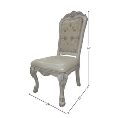 Chronos Synthetic Leather, Fabric & Bone White Finish Side Chair (Set of 2)