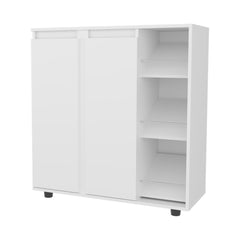 Paris Shoe Rack with 3 Side Tiers, Compact Storage for Shoes, Boots, and Accessories Organizer, White