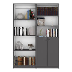 Nebula 2 Piece Home Bookcase set, 49" Wide with 9 Shelves , Living Room Matt Gray / White