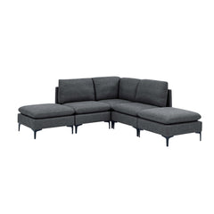 Linen Upholstered Modular Sectional with Metal Legs