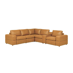 Premium Leather Match Upholstered Large Arms Sectional with Two Recliner Seats