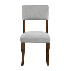 Contemporary Dining Side Chairs Set of 2 Durable Gray Chenille Fabric Upholstered Comfort Seat Back Wooden Furniture