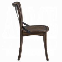 Dark Oak Finish Dining Side Chairs Set of 2 Wooden Kitchen Furniture X-Design Metal Accent Black