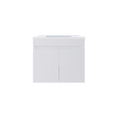 Journal Floating, Wide Double Door Vanity, With Resin Sink And Two Shelves, Bathroom Storage, White