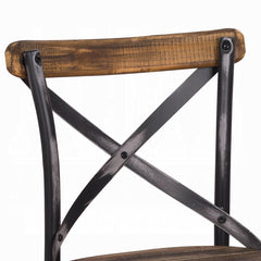 Antique Black Finish Metal Frame Vintage Style Bar Chair 1pc Wooden Seat Dining Furniture