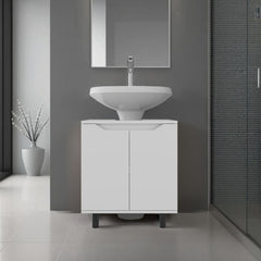 Jason Under Sink Cabinet with Two Doors and Interior Storage Shelves, Cut-Out Back, 22 Wide Freestanding, Modern Bathroom Storage